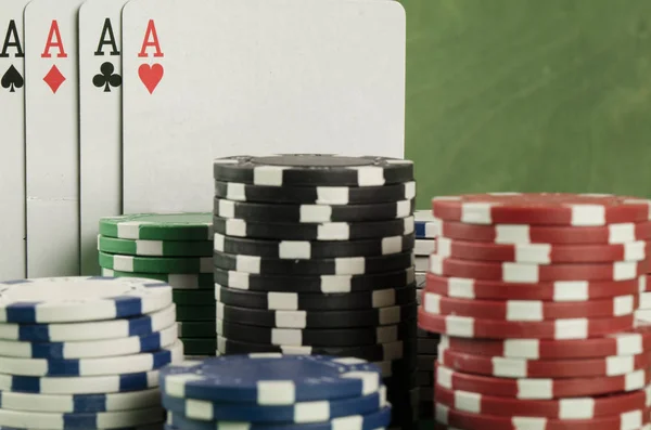 Layout Modelo Banner Poker Para Casino Online Mesa Verde — Fotografia de Stock