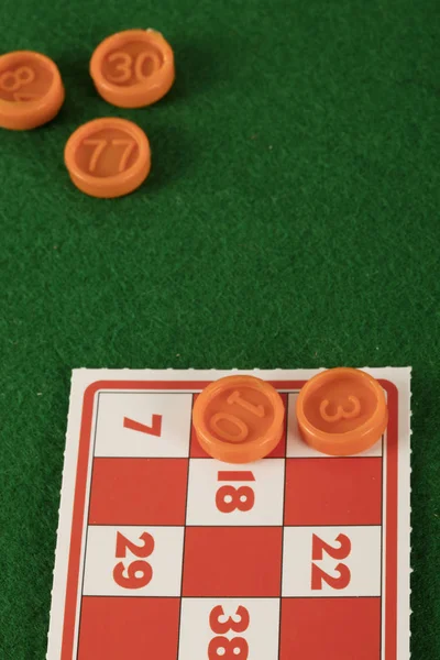 Lotto Bingo Tombala Jogos Azar Entretenimento Fundo Verde — Fotografia de Stock