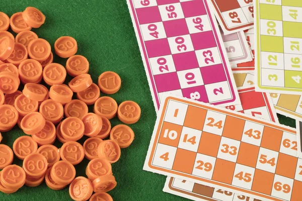Lotto Bingo Tombala Hazardní Hry Zábava Zeleném Pozadí — Stock fotografie