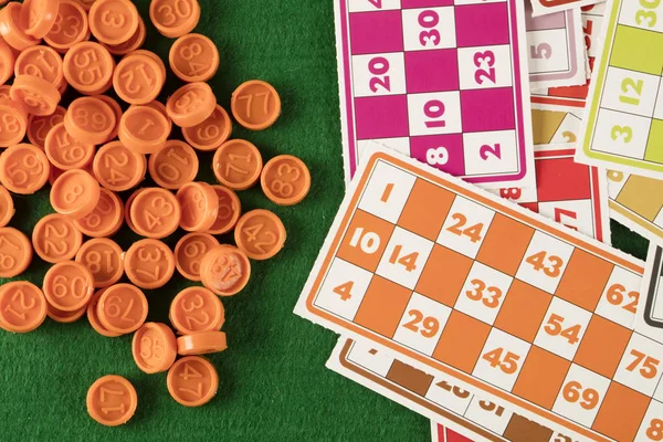 Lotto Bingo Tombala Gokken Spel Entertainment Groene Achtergrond — Stockfoto