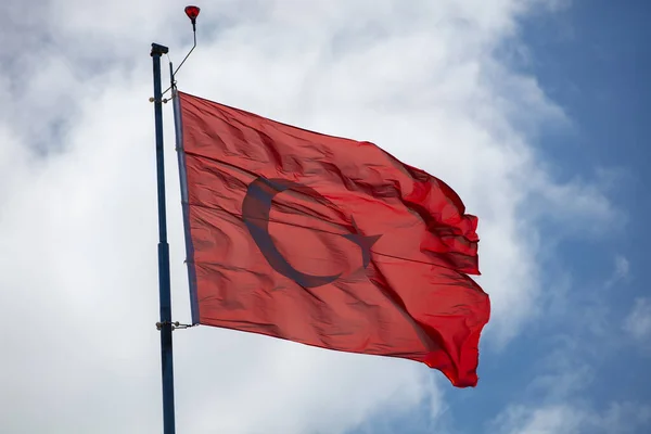 Türkische Flagge Mit Rot Weißem Mond Und Stern — Stockfoto