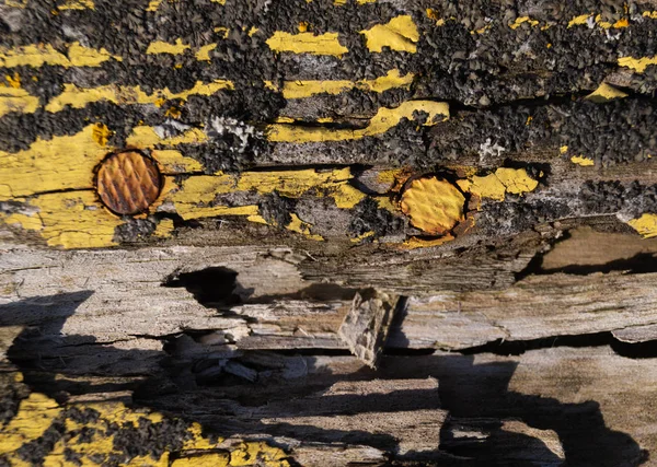 Část starého žlutého dřevěného plotu. Žlutá barva na dřevě je stará a popraskaná. Dokonalá lakovaná dřevěná textura. — Stock fotografie