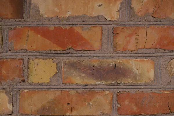 古老的橙色砖墙图案。 砖头背景。 好墙纸. — 图库照片