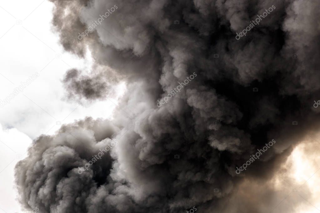 Polluting smoke from a large fire