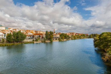 Great view of Zamora, the shore and the river Douro, on a sunny 