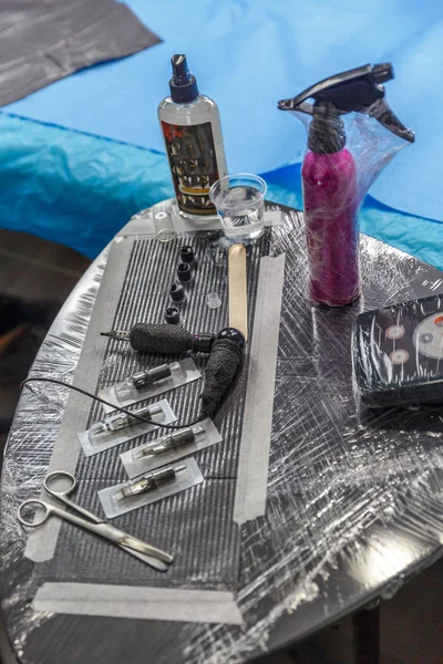 Set of tools and things to make a tattoo — Stock Photo, Image