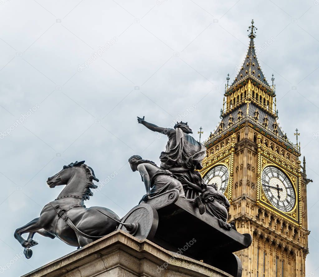 Boadicea and Her Daughters (the statue by Thomas Thornycroft) in