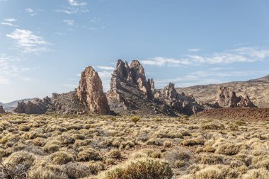 Bir dizi büyük volkanik kayalar karakteristik manzara