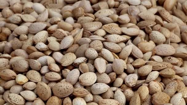 Des Amandes Non Craquelées Exposées Dans Marché Aux Fruits Secs — Video