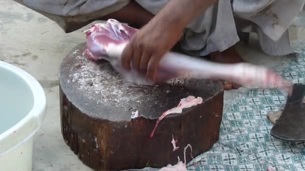 Découpe Boucherie Viande Dans Des Conditions Non Hygiéniques — Video