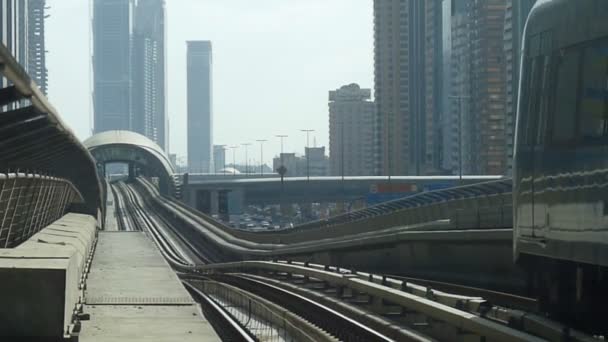 Dubai Metro Lämnar Plattform Det Världens Längsta Förare Mindre Helautomatiserade — Stockvideo