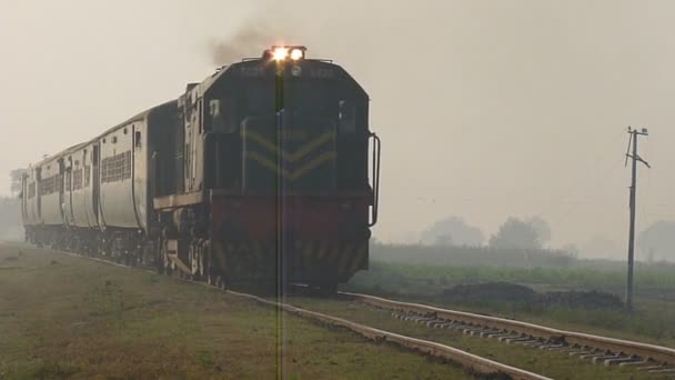 Pakistaanse Spoorwegen Trein Passeert Een Land Side — Stockvideo