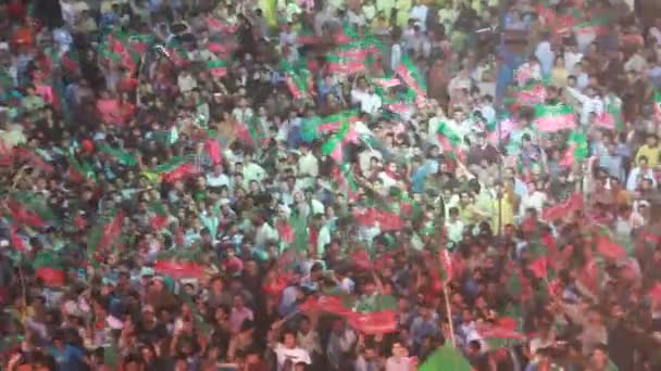 Sialkot Pakistán Marzo Apoyo Masivo Multitud Críquet Convertido Político Imran — Vídeos de Stock