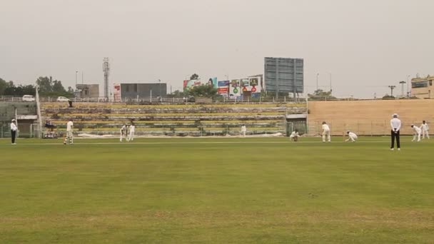 Sialkot Pakistán Octubre Llamamiento Lbw Durante Partido Cricket Trofeo Quaid — Vídeo de stock