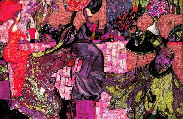 Textura, pintura al óleo, autor Roman Nogin, serie "Charla de las mujeres". , Versión del autor del color — Foto de Stock