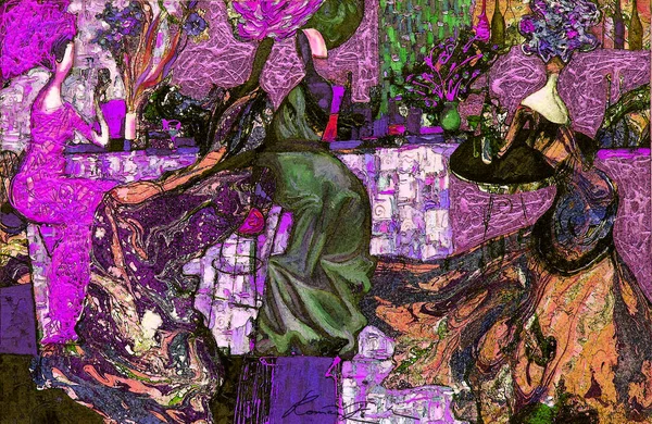 Tekstura, obraz olejny, autor Roman Nogin, seria "Women's talk.", autora wersja kolor — Zdjęcie stockowe