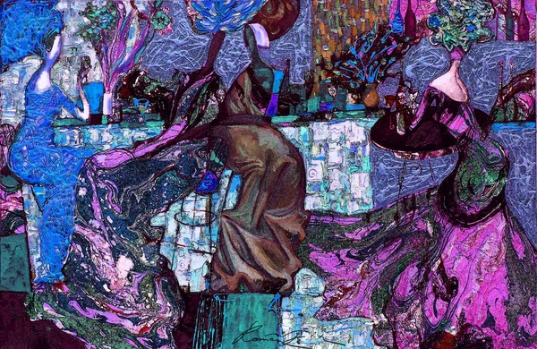 Textura, pintura al óleo, autor Roman Nogin, serie "Charla de las mujeres". , Versión del autor del color — Foto de Stock