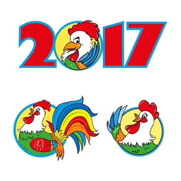 새 해의 Cock_ 수 탉 character_Symbol — 스톡 벡터