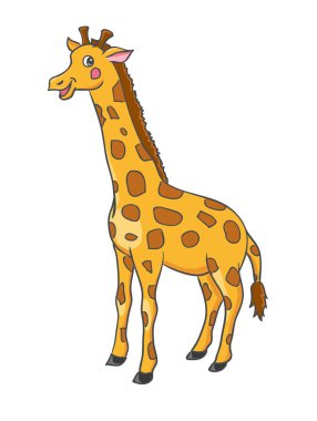 Çizgi film zürafayı beyaz zemin üzerine