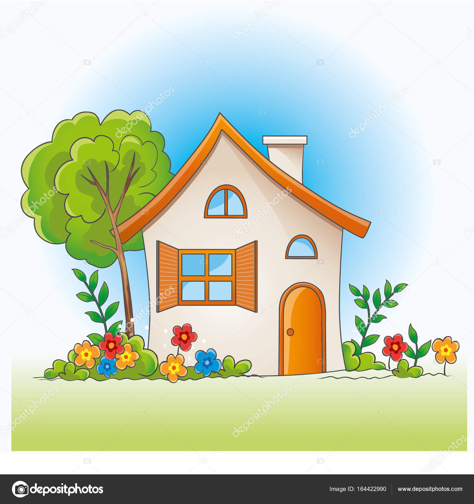 Cartoon house on white background Royalty Free Vector Image