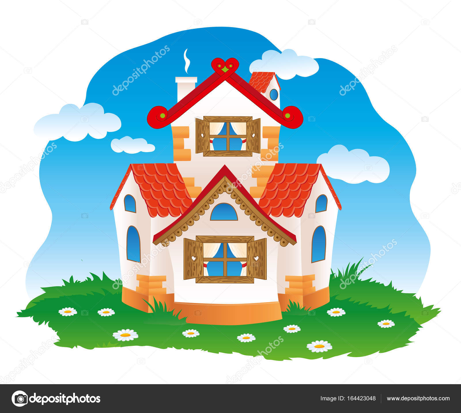 Cute cartoon house on the summer background Stock Vector Image by ©Larysa_Studinska #164423048 Cute cartoon house on the summer background Stock Vector Image by ©Larysa_Studinska #164423048