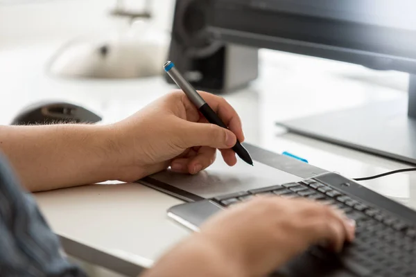 Closeup of professional graphic designer at work in office — Stock Photo, Image