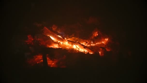 Primer plano de brasas moribundas en la chimenea — Vídeo de stock