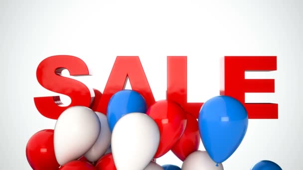 3D CGI video of colorful balloons over word Sale. Perfect animation for season sales — Stock Video