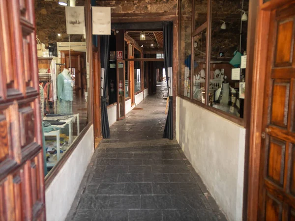 Image of old narrow street with small shops and stores — Stock Photo, Image