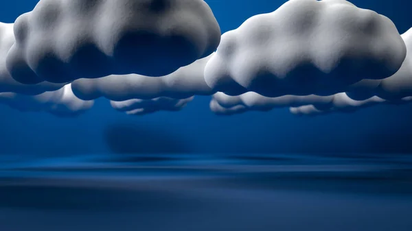 Ilustração Nuvens Brancas Cinzentas Flutuando Estúdio Azul Vazio Belo Fundo — Fotografia de Stock