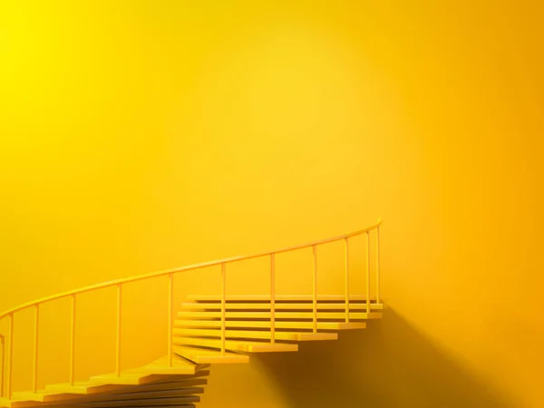 Abstract Scene Yellow Spiral Stairs Leading Yellow Wall Perfect Illustration — Stock Photo, Image