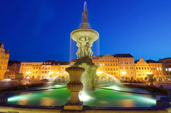 Ceske Budejovice night view — 图库照片