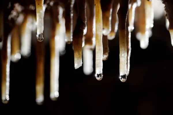 Estalactites de perto — Fotografia de Stock