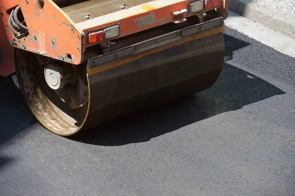 Heavy Vibration Roller Asphalt Pavement Work — Stock Photo, Image