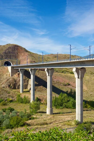 Pohled Vysokorychlostní Viadukt Purroy Zaragoza Aragon Španělsko Ave Madrid Barcelona — Stock fotografie