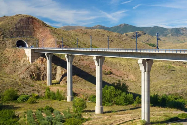 Vista Viaduto Alta Velocidade Purroy Zaragoza Aragão Espanha Ave Madrid — Fotografia de Stock