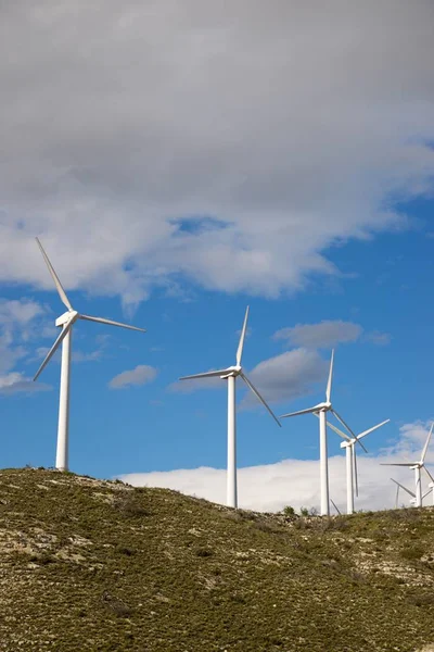 Mori Vânt Pentru Producția Energie Electrică Provincia Zaragoza Aragon Spania — Fotografie, imagine de stoc