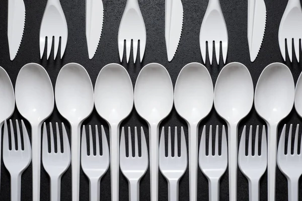 Disposable plastic cutlery — Stock Photo, Image