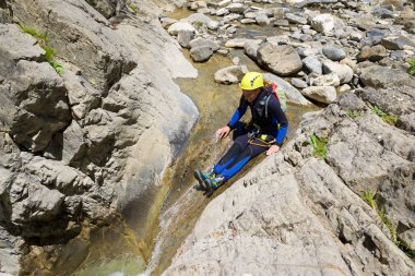 Canyoning in Pyrenees. clipart