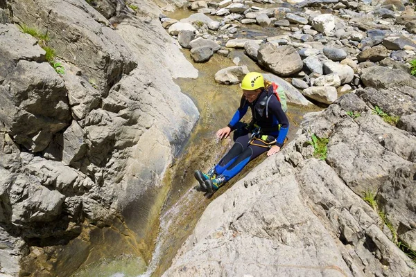 Canyoning in Pyrenees. — Stock Photo, Image