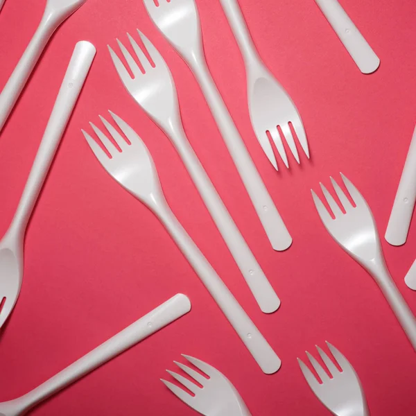 Disposable plastic cutlery — Stock Photo, Image