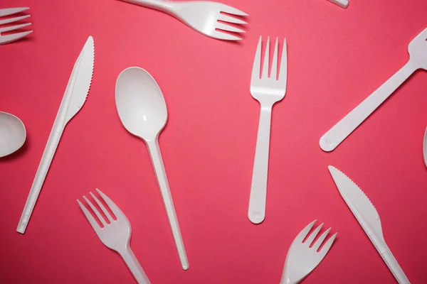 Disposable plastic cutlery — Stock Photo, Image