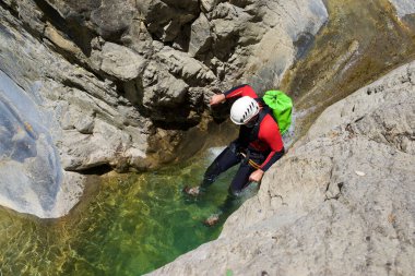 Canyoneering in Furco Canyon, Huesca Province in Spain. clipart