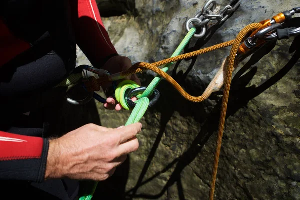 Canyoneering Furco Canyon Prowincja Huesca Hiszpanii — Zdjęcie stockowe