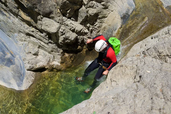 Canyoneering Furco Canyon Prowincja Huesca Hiszpanii — Zdjęcie stockowe