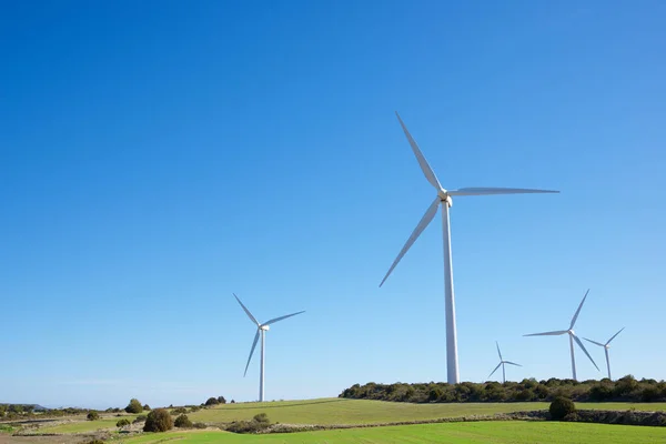 Moinhos Vento Para Produção Energia Eléctrica Província Zaragoza Aragão Espanha — Fotografia de Stock