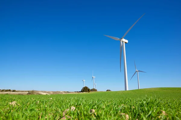 Větrné Mlýny Pro Výrobu Elektrické Energie Provincie Zaragoza Aragon Španělsku — Stock fotografie