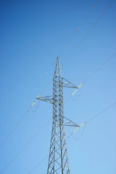 Линия Электропередачи Чистое Небо Провинции Сарагоса Арагон Испании — стоковое фото