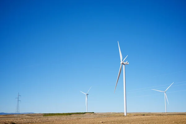 Molinos Viento Para Producción Energía Eléctrica Provincia Zaragoza Aragón España —  Fotos de Stock