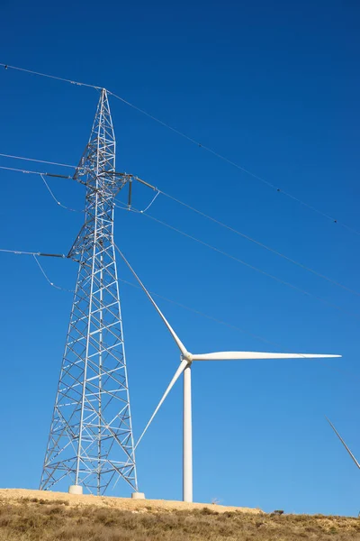 Moinho Vento Para Produção Energia Eléctrica Província Zaragoza Aragão Espanha — Fotografia de Stock